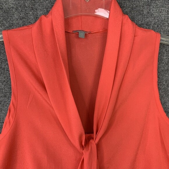 Charlotte Russe Sleeveless Blouse Women XS Button Front Tie Coral - Picture 4 of 7